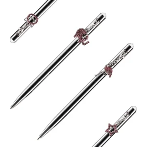 Elegant, ballpoint pen with pendant, blue, metallic