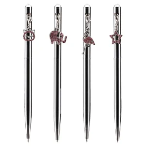 Alternative view of Elegant, ballpoint pen with pendant, blue, metallic