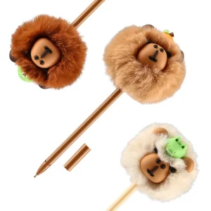 Pom-pom, ballpoint pen with decoration, capybara, mix