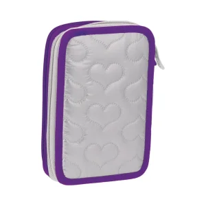 Alternative view of Double decker, full pencil case, 2 zippers, Hearts