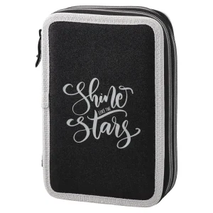 Double decker, full pencil case, 2 zippers, Shine