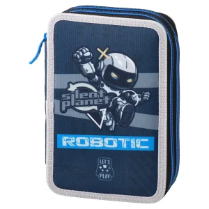 Double decker, full pencil case, 2 zippers, Robotic