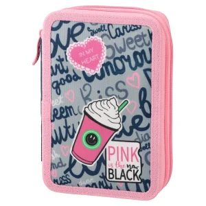 Double decker, full pencil case, 2 zippers, Pastel