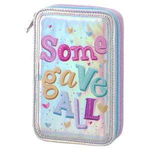 Double decker fancy, full pencil case, 2 zippers, Some gave all