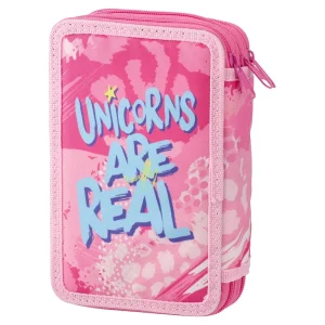 Alternative view of Triple decker, full pencil case, 3 zippers, Real Unicorns