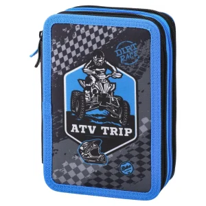 Triple decker, full pencil case, 3 zippers, Quad