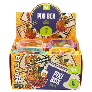 Alternative view of Pixi box, eraser, Noodle