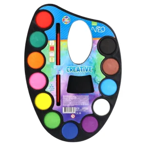 Creative, watercolor with brush, palette, 12pcs