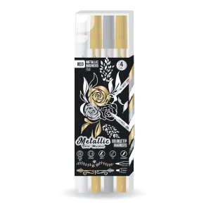 Fuji, marker, double tip, metallic, mix, 4pcs