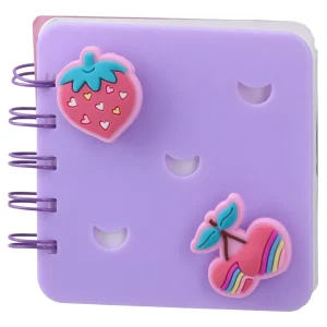 Alternative view of Scribo, notebok with charms, fruit