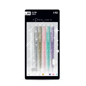 Akira M, gel pen, metallic, mix, 1mm, 6pcs