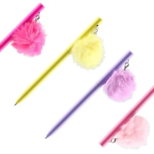 Elegant, ballpoint pen pom-pom, blue