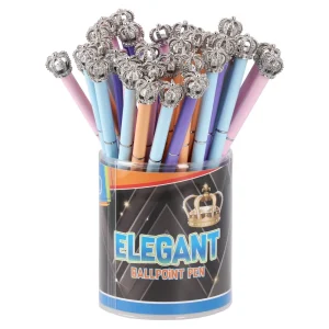 Alternative view of Elegant, ballpoint pen with crown, blue