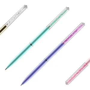 Elegant, ballpoint pen with crystals, blue