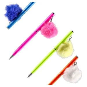 Elegant, ballpoint pen pom-pom, neon, blue