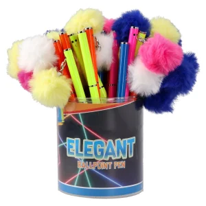Alternative view of Elegant, ballpoint pen pom-pom, neon, blue