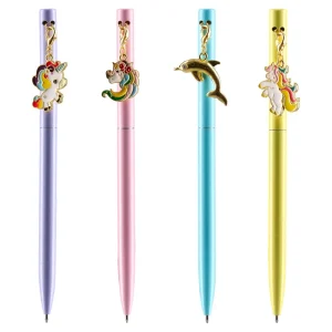 Alternative view of Elegant, ballpoint pen with pendant, blue, pastel