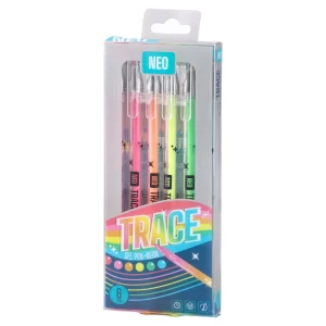 Trace, gel pen, neon, 0.6mm, 6pcs
