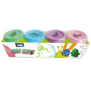 Happy clay S, modeling dough, pastel mix, 4 x 60g