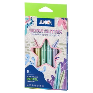 Ultra glitter, fibre pens with glliter, pastel, 6pcs