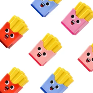 Dos 106, eraser and dual sharpener, french fries, mix