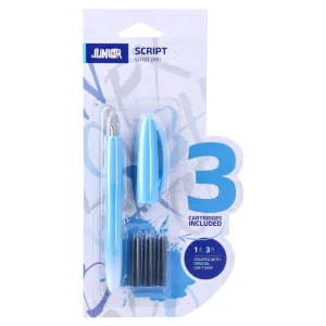 Script, script pen with 3 cartridges, gradient, blue