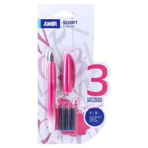 Script, script pen with 3 cartridges, gradient, pink