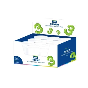 Trixico, school paint pot with cover, 3 in 1, plastic, white