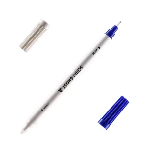 Script ghost, ink eraser, blue