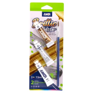Brillio blister, tempera with brush, 7.5ml, 3pcs