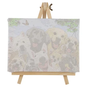 Alternative view of Graffiti canvas, mini easel with sketch blind frame, dogs, white, 20x15cm