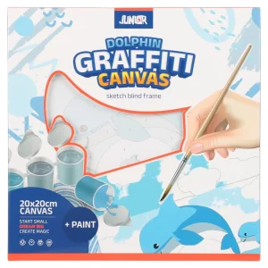 Graffiti canvas, sketch blind frame, dolphin, white, 20x20cm