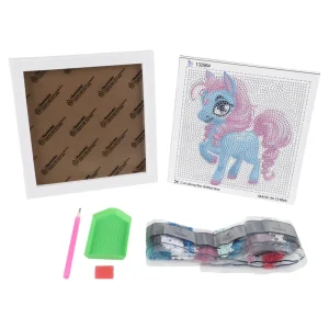 Alternative view of Graffiti diamonds, blind frame with pins, pony, white, 17,5x17,5cm