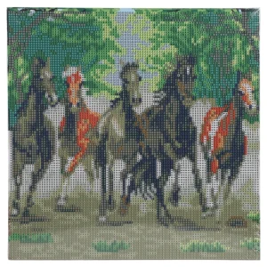 Alternative view of Graffiti diamonds, blind frame with pins, horses, white, 30x30cm