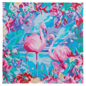 Alternative view of Graffiti diamonds, blind frame with pins, flamingo, white, 30x30cm