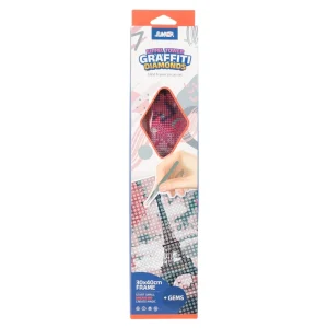 Graffiti diamonds, blind frame with pins, Eiffel tower, white, 30x40cm