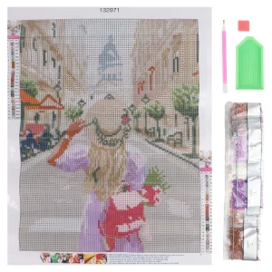 Alternative view of Graffiti diamonds, blind frame with pins, city walk, white, 30x40cm