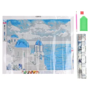 Alternative view of Graffiti diamonds, blind frame with pins, Santorini, white, 30x40cm