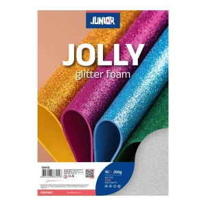 Foamy Glitter, eva foam with glitter, white, A4, 10pcs