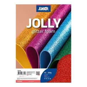 Foamy Glitter, eva foam with glitter, red, A4, 10pcs