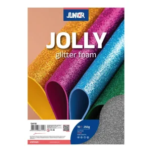 Foamy Glitter, eva foam with glitter, silver, A4, 10pcs