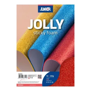 Foamy Sticky, eva foam self-adhesive with glitter, red, A4, 10pcs