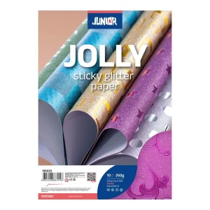 Jolly Sticky Glitter, self-adhesive paper, leaf, pink, A4, 10pcs