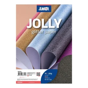 Jolly Glitter, paper with glitter, black, A4, 250g, 10pcs