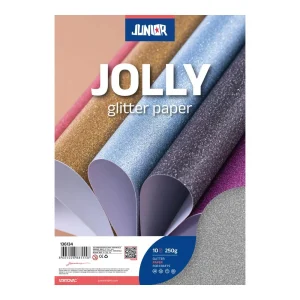 Jolly Glitter, paper with glitter, silver, A4, 250g, 10pcs