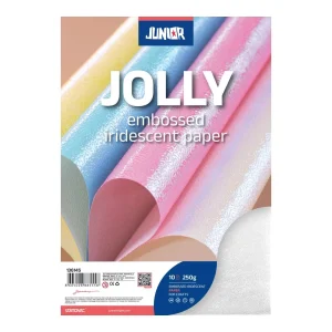 Jolly Embossed Iridescent, iridescent paper, white, A4, 10pcs