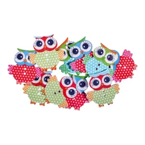 Crafty woody, craft decoration, owls, wood, 10pcs