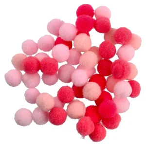 Crafty pom, craft pom pom, pink, 10mm, 120pcs