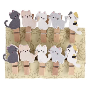 Crafty woody, craft clothespin, cats, 10pcs