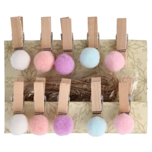 Crafty woody, craft clothespin, pom pom, 10pcs